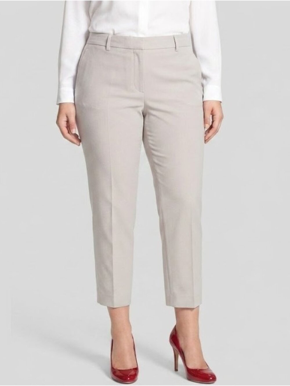 NWT Theory Testra O  in Sand Sevona Stretch Wool Tapered Slim Ankle Pants 12
